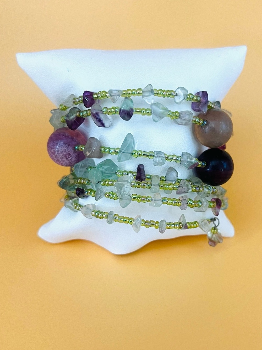 Multi layer Round amethyst beaded bracelet, handmade